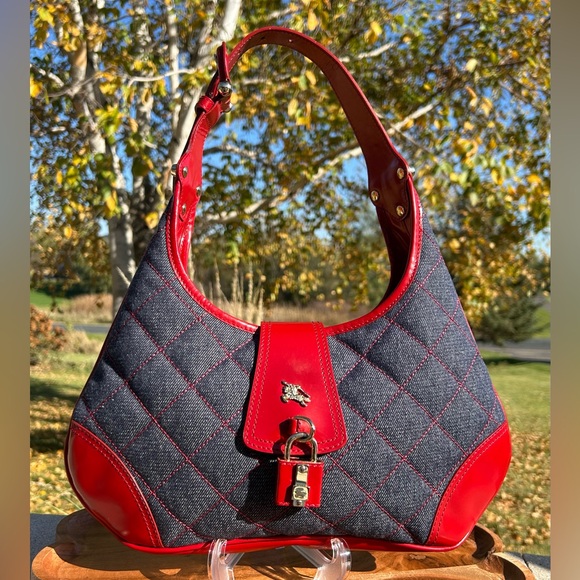 Burberry Quilted Denim Quilted Small Brook Hobo NWT - Picture 3 of 17